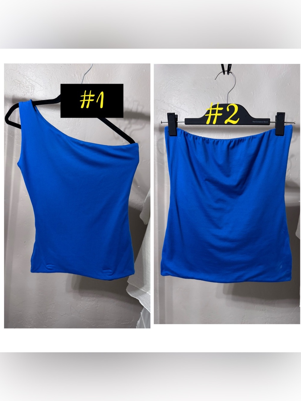 2 Top Bundle - Women’s One-Shoulder Tank Top & Classic Tube Top - Blue